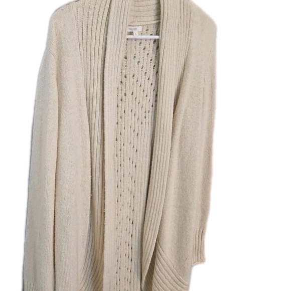 Maurices L Cream Open Front Cardigan Sweater Knit Cottage Retro Y2k Boho - Picture 6 of 14